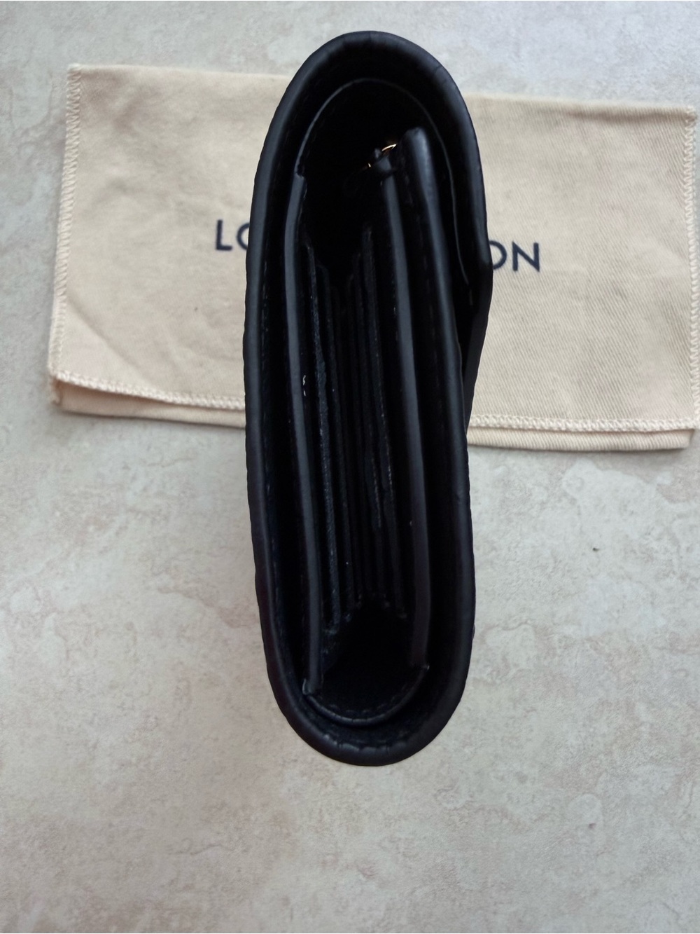 Louis Vuitton Black Monogram Embossed Victorine Wallet with Gold Snap - Picture 5 of 11